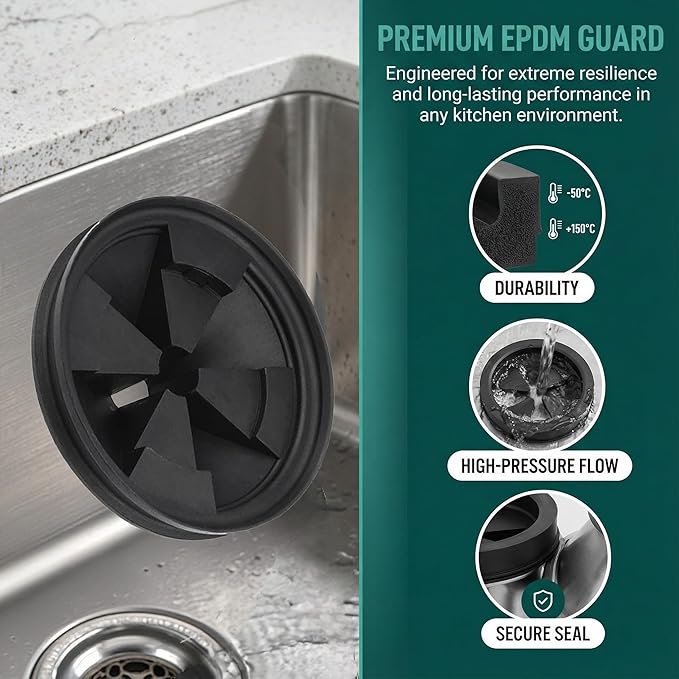 2 Pack Garbage Disposal Splash Guard,EPDM Rubber Drain Insert for InSinkErator Evolution Series 3 1/8" QCB-AM Sink Baffle Drain Cover Removable Quiet Collar EPDM Strainer Insert Parts