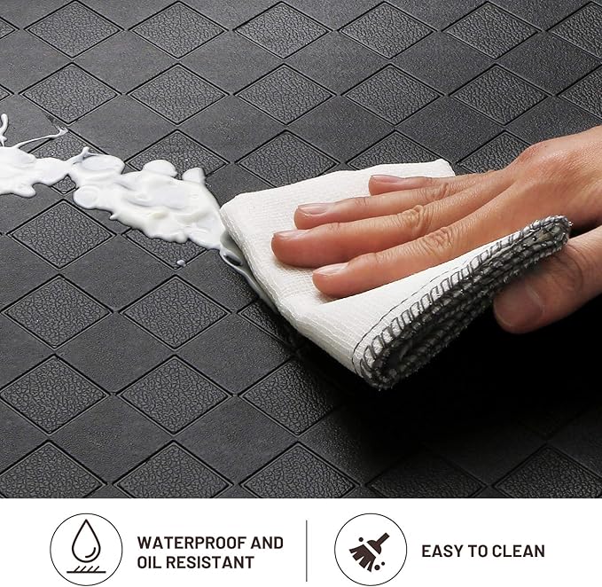 HappyTrends Kitchen Floor Mat - 4/5 Inch Thick Anti-Fatigue Kitchen Rug,Waterproof Non-Slip Kitchen Mats and Rugs Heavy Duty Ergonomic Comfort Rug for Kitchen,Office,Sink,Laundry,(22"x36", Black)