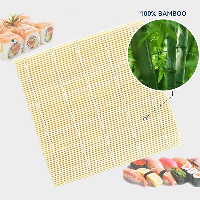 HOPELF 2 Pack 9.5&12 Inch Bamboo Sushi Mat - Sushi Roller Mat for Making, Shaping & Molding Sushi Roll & Kimbap - Food-Safe Sushi Making Supplies, Tools & Accessories