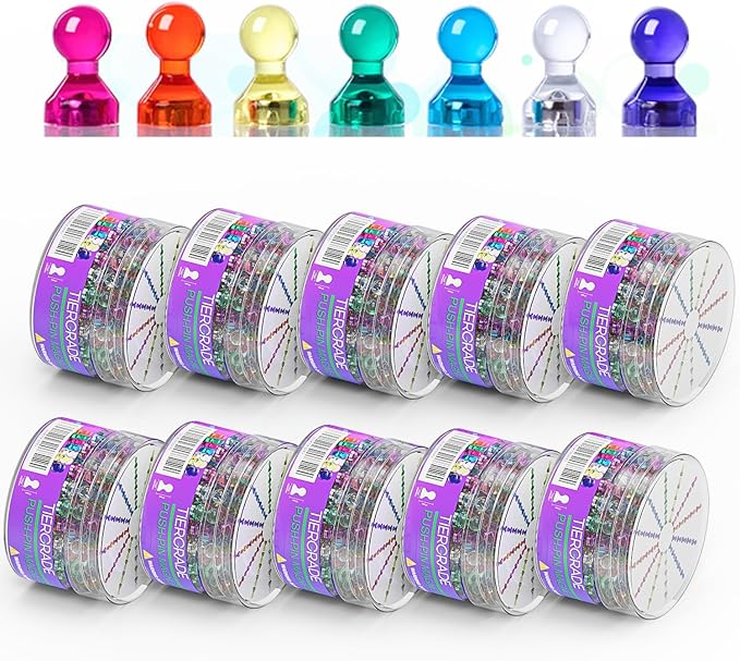 Push Pin Magnets - 600 Pack 7 Assorted Color Strong, Office, Use at Kitchen Home and School Classroom, for Refrigerator Dry Erase Board and Whiteboard.