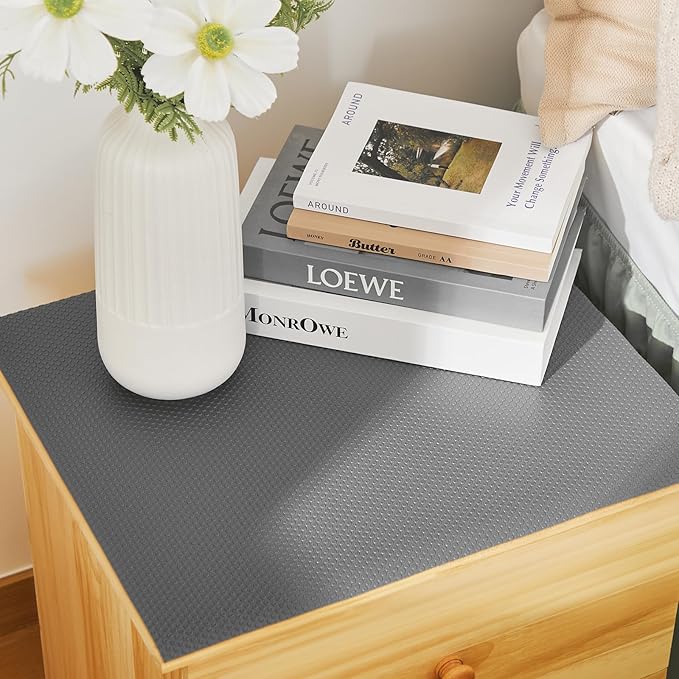 100% EVA Shelf Liner for Kitchen Cabinet, 12" x 360" Drawer Liners Non Adhesive Non Slip Waterproof Plastic Paper, Dresser Pantry Bathroom Refrigerator Protector, Grey