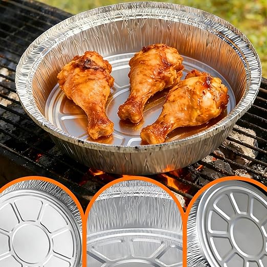 7 Inch Round Aluminum Foil Pans with Clear Lids（50 Pack）Disposable Round Foil Pans,Aluminum Pie Tins,Pie Pans Take-Out Containers for Storing, Baking, Meal Prep & Reheating | Freezer & Oven Safe