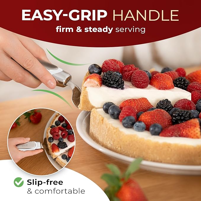 Orblue Pie Server, Essential Kitchen Tool, Serrated on Both Sides, Great for Right or Left Handed Chef, Stainless Steel Flatware , Cake Cutter,White
