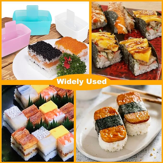 TAORISH Musubi Mold, 3 Pack Musubi Maker Press, Non-Stick Onigiri Mold Maker Sushi Press Mold for Musubi Home DIY, Kid Lunch Bento (with 3 Rice Ladles)