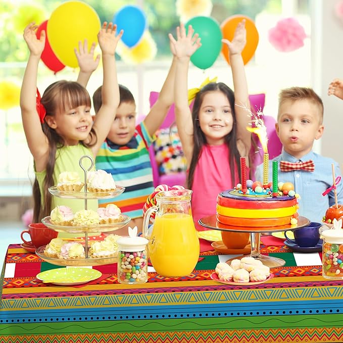 OHOME Cinco De Mayo Decorations - Fiesta Party Decorations - Fiesta Plastic Tablecloth for Taco - Mexican Theme Birthday Accessories Favors Decor,2 Pack
