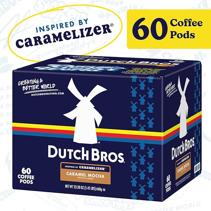 Dutch Bros Caramel Mocha Flavored Coffee inspired by Caramelizer®, 60 Count, Medium Roast, Single Serve Coffee Pods for Keurig K-Cup Brewers