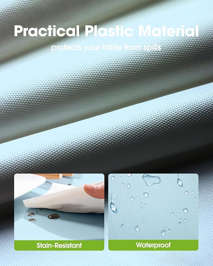 Pureegg Plastic Table Cloth Disposable 10 Pack, 84'' Round Table Cloths, Easter Party, Picnic, Wedding, Decorative Tablecloths, Round, Baby Blue Plastic Cover, Leakproof & Sturdy, Light Blue