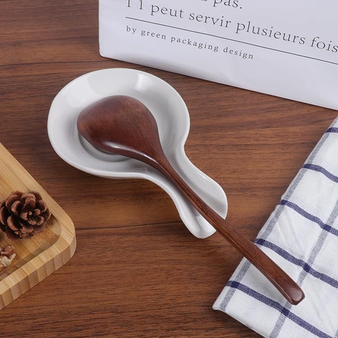 JINIHFW Spoon Rest for Kitchen, Ceramic Spoon Holder for Stove Top, Cooking Spoon Holder，Coffee Spoon Holder,Heat Resistant Utensil Rest for Countertop, Dishwasher Safe, White （1 PCS）