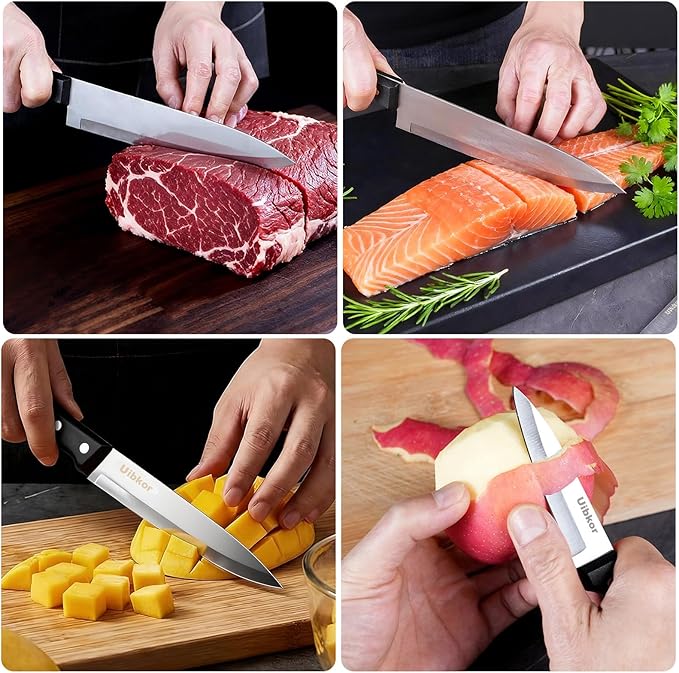 Kitchen Knife, 3-Pcs Knife Set, 8 Inch Chef Knife, 5 Inch Utility Knife, 3.5 Inch Paring Knife, Ultra Sharp Chef's Knives in High Carbon Stainless Steel, Ideal for Cooking, Chopping, Slicing and BBQ