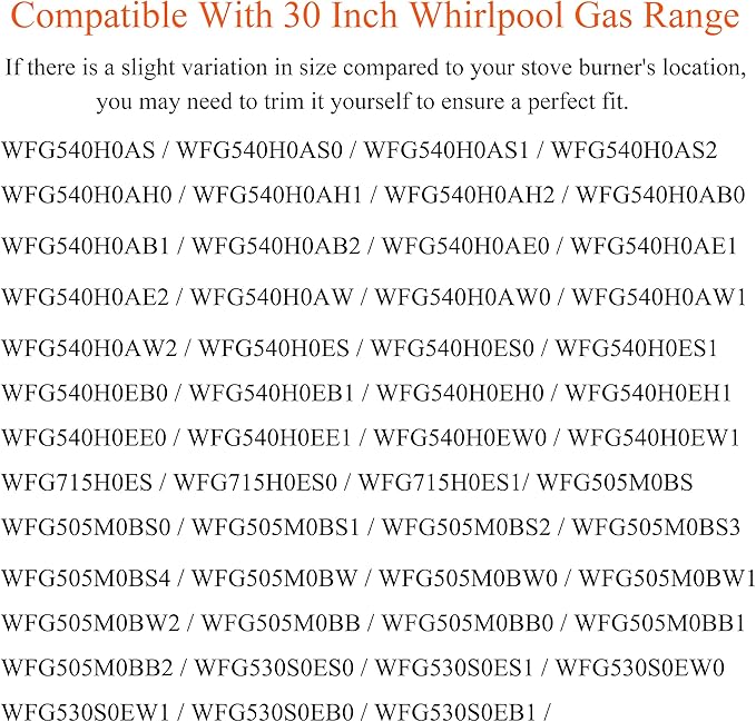 Stove Top Protector for Whirlpool Gas Stove Protectors 5 Burners, Fit Model WFG540H0ES/0/1 WFG540H0EB0/1 WFG540H0EH0/1 WFG540H0EE0/1 WFG540H0EW0/1, 0.5MM Reusable Splatter Guard Stove Top Liner