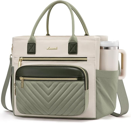 LOVEVOOK Insulated Lunch Bag Women,Wide Opening Adult Lunch Box Women with Cup Holder,Large Leakproof Cooler Bag for Work Picnic Beach Family College Mom,Lunch Teacher Breast Pump Diaper Tote Bag