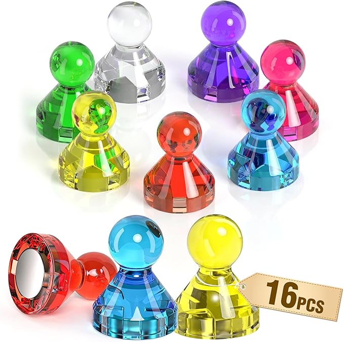 MAX Push Pin Magnets - Tiergrade 16 Pack 7 Assorted Color Strong Magnets,Use at Kitchen Home Office and School Classroom, for Refrigerator Dry Erase Board and Whiteboard.