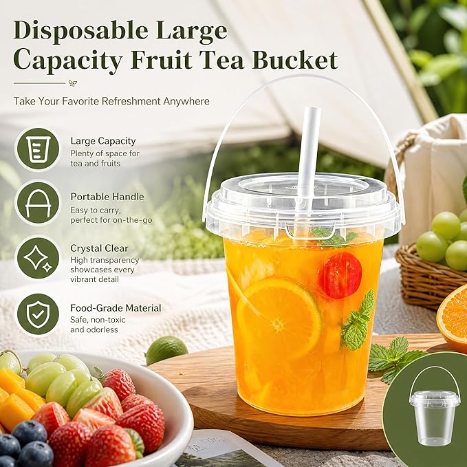 30 Pack 34oz Plastic Cups with Lids and Straws, Disposable Coffee Cups with Lids, Sturdy & Food Safe To Go Cups for Cold & Hot Drinks/Smoothies, Fruit Drinks Cups for Summer Beverages, Bar/Beach Party