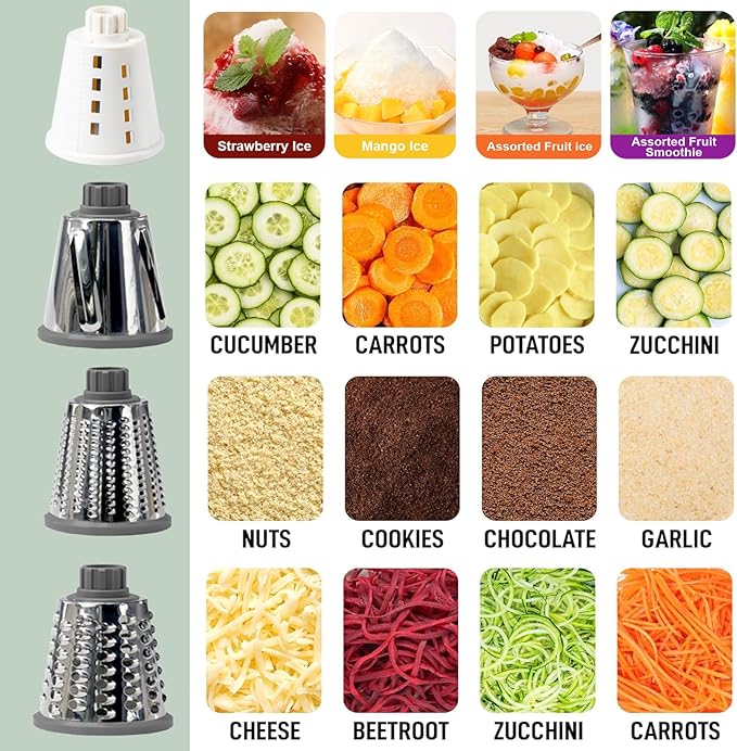 KalraMay Cheese Grater,Rotary Cheese Grater with Handle, Multifunctional Rotary Cheese Shredder Effortlessly Grates Cheese, Vegetables, and Fruits (Gray)