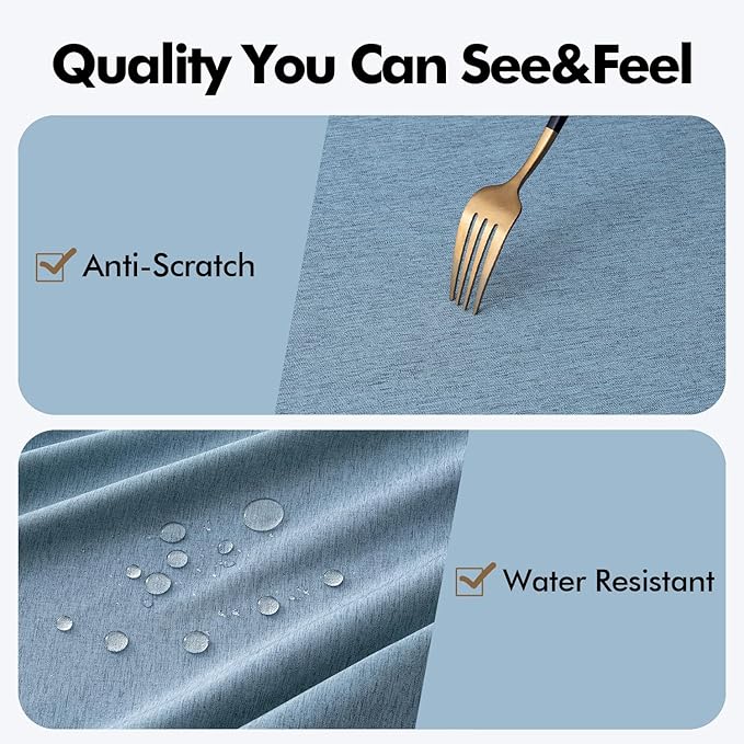 MIULEE Dusty Blue Rectangle Linen Polyester Tablecloth with Decorative Cutouts Waterproof Stain Resistant & Shrink-Proof Table Cloth 60x84 inch Farmhouse Style for Dining Wedding Party