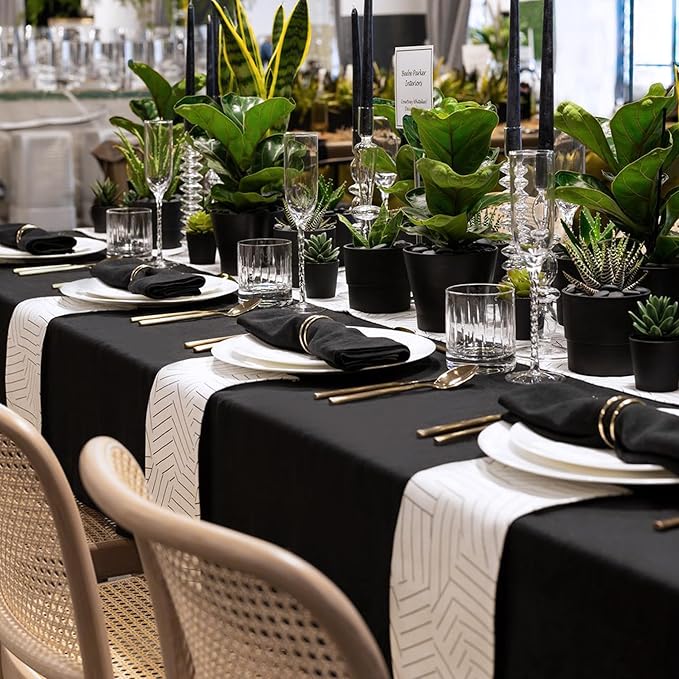 sancua 8 Pack Black Tablecloth 60 x 102 Inch, Rectangle Table Cloth for 6 Feet Tables - Stain and Wrinkle Resistant Washable Polyester Table Cover for Dining Tables, Buffet Parties and Camping