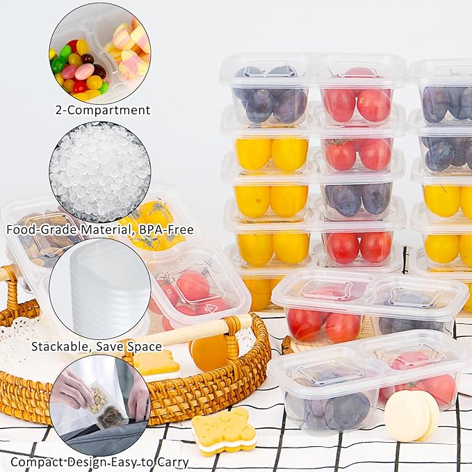 Obfuscate 15Sets Snack Containers,Reusable Snack Containers with Lids,Snack Pack Containers for Portion Control and Meal Prep Lunch Containers for School Office Travel