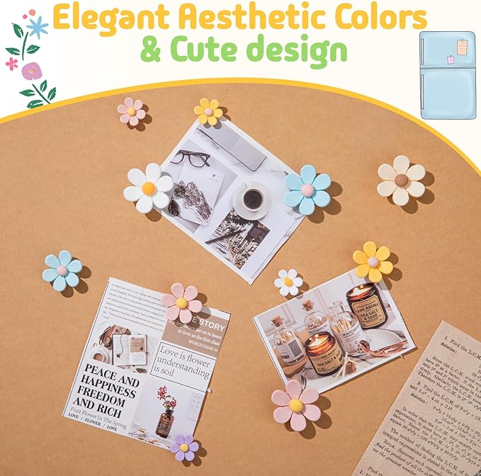 Homestheix - 3D Flower Magnets for Fridge 16 Pcs - Fridge Magnets Cute - Strong Refrigerator Magnet - Adorable Decorations for Office - Colorful Kitchen Decor - Cute Desk Accessories for Whiteboard