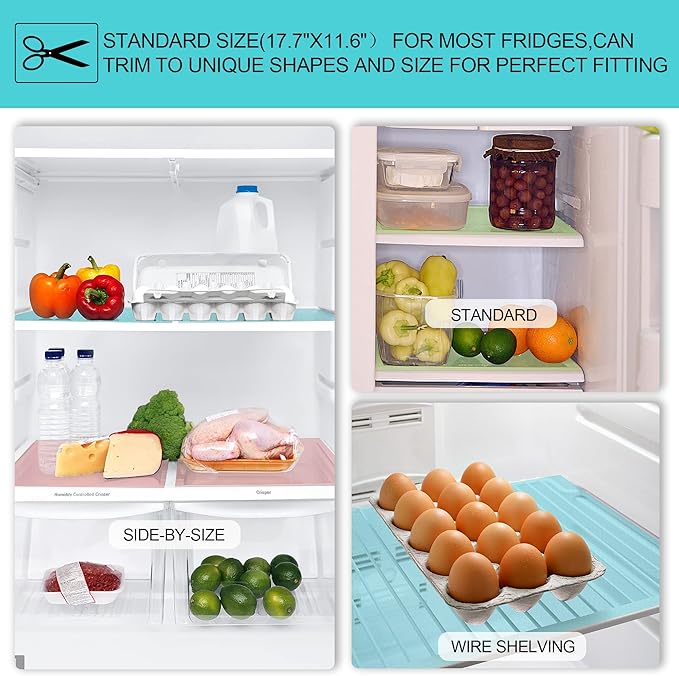 8 Pcs Refrigerator Liners Mats Washable, Refrigerator Mats Liner Waterproof Oilproof, Shinywear Fridge Liners for Shelves, Cover Pads for Freezer Glass Shelf Cupboard Cabinet Drawer (8 Gray)
