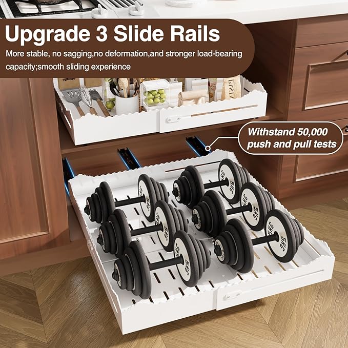 2 Pack Pull Out Cabinet Organizer, Expandable Width (12"-18") and Depth (13.7"-23.6"),Pull Out Drawers for Cabinets, Slide Out Drawers for Kitchen Cabinets with Sturdy Metal Pull Out Shelves (2)