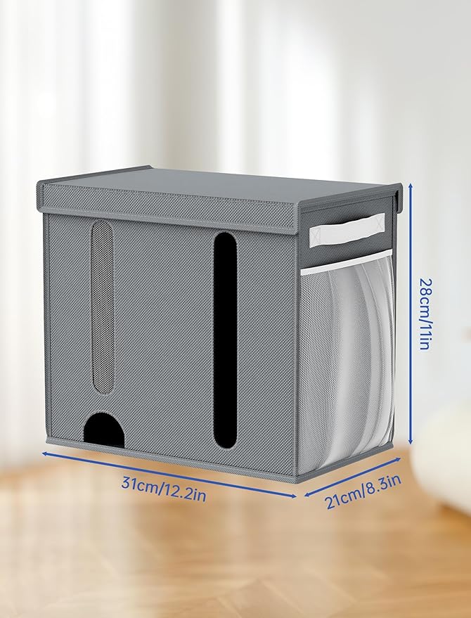 NiHome 2-in-1 Nonwoven Fabric Trash Bag Dispenser & Grocery Bag Holder, Large Adjustable Organizer for 4-33 Gallon Rolls, Wall-Mounted or Countertop Use, Multi-Purpose for Kitchen, Bathroom (Gray)