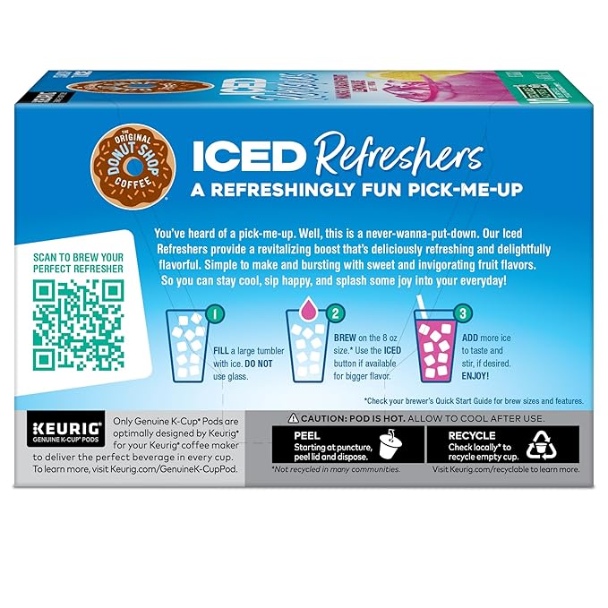 The Original Donut Shop Iced Refreshers, Mango Dragonfruit Lemonade Flavor, Keurig Single Serve K-Cup Pods, 60 Count (6 Packs of 10)