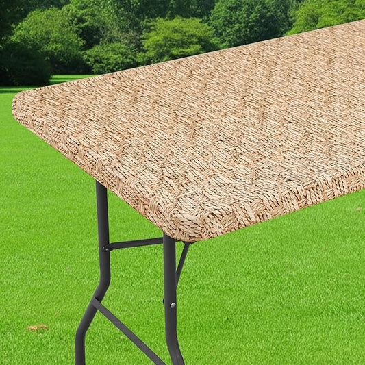Smiry Spandex Fitted Tablecloth for 4 Foot Rectangle Tables, Washable Picnic Table Cover with Elastic, Stretch Reusable Table Cloth for Outdoor, Camping, Dining & Kitchen (Weave, 24"x48")