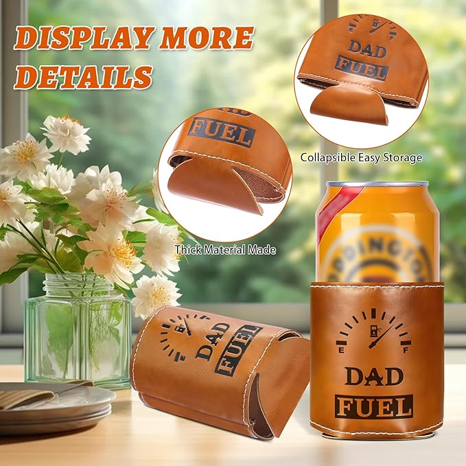 Fathers Day Gifts for Dad from Daughter Son,Funny Gifts for Men,Mens Birthday Gag Cool Retirement Christmas Gifts for Him Husband Grandpa,Leather Can Cooler Sleeve Holder for Soda