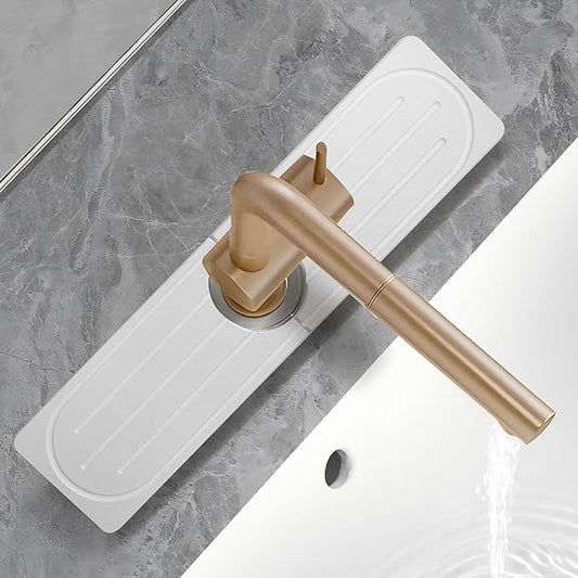 Stone Faucet Mat for Kitchen Sink, Diatomite Fast Drying Absorb Moisture Tray, Prevents Water Buildup, Durable Anti-slip Splash Guard Sink Protector (White, 15.7"x4")
