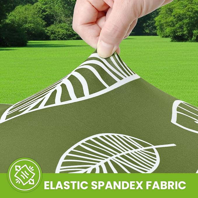 Smiry Spandex Fitted Tablecloth for 5 Foot Rectangle Tables, Washable Picnic Table Cover with Elastic, Stretch Reusable Table Cloth for Outdoor, Camping, Dining & Kitchen (Line Leaf, 30"x60")