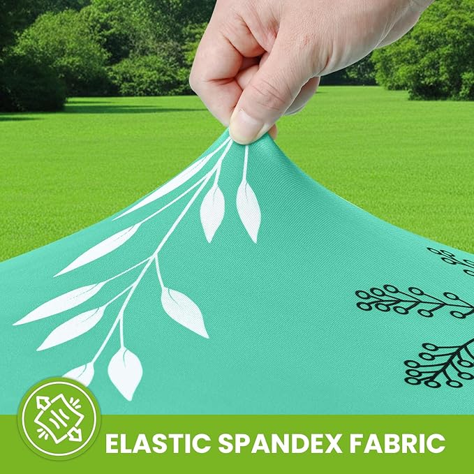 Smiry Spandex Fitted Tablecloth for 6 Foot Rectangle Tables, Washable Picnic Table Cover with Elastic, Stretch Reusable Table Cloth for Outdoor, Camping, Dining & Kitchen (Sage Green Leaf, 30"x72")