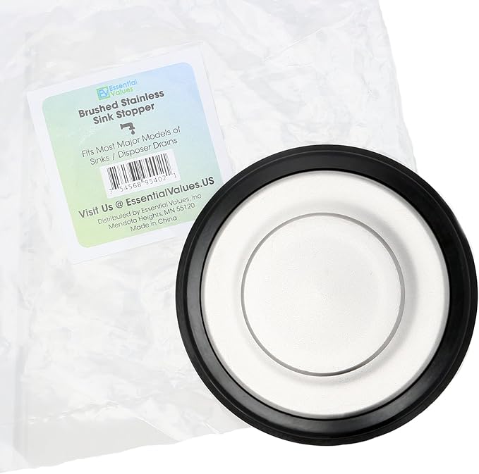 Essential Values Kitchen Sink Stopper for Garbage Disposals 3-3/8" Inches - Stainless Steel Sink Plug Replacement Compatible with Insinkerator Kohler Garbage Disposal Cover