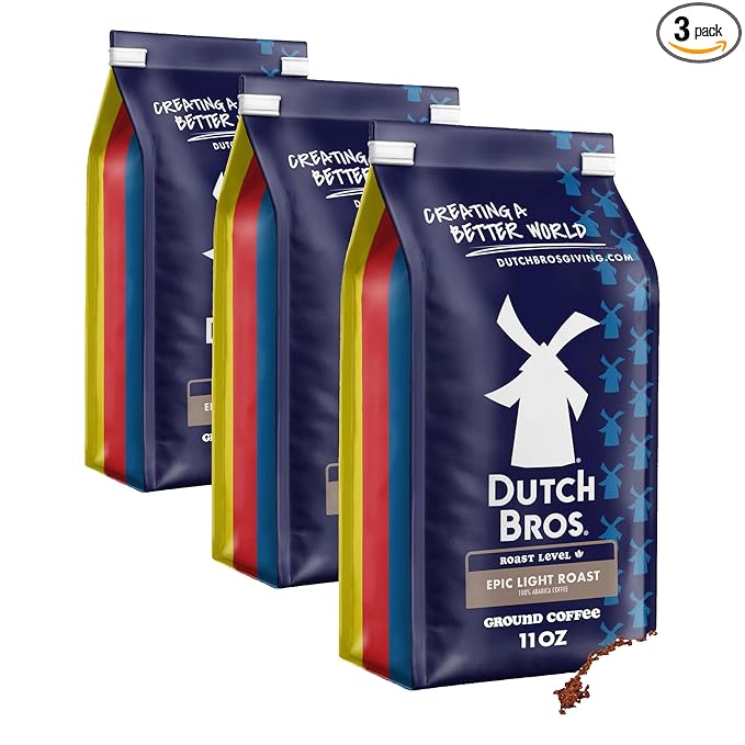 Dutch Bros® Epic Light Roast, Ground Coffee, Bagged 11oz (Pack of 3)