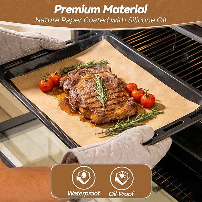 360 Count 9"x 13" Heavy Duty Parchment Paper Sheets for Baking, No-Stick & No-Leak Unbleached Baking Paper, Pre-cut Half Parchment Paper Sheets for Oven, Air Fryer, Microwave