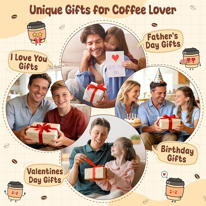 Dad Gifts for Fathers Day from Daughter Son Birthday Funny Gifts for Bonus Step Dads Father Mens Handmade Crochet Coffee Nutrition Facts Jokes Mug I Love You Fathers Day Birthday Cute Decor
