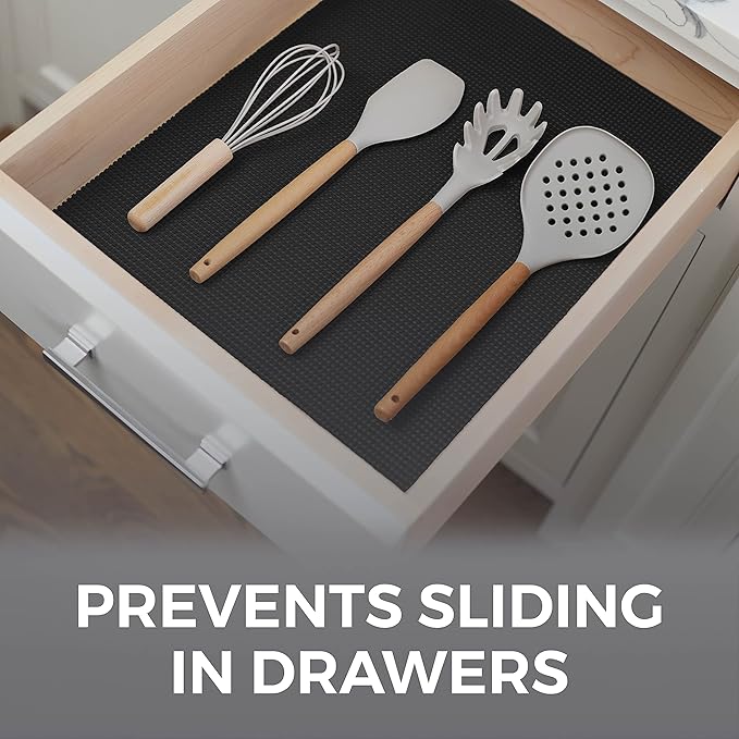 HOME GENIE Shelf Drawer and Cabinet Liner, Durable with Strong Grip, 12 in x 20 FT, Non Adhesive Liners Protect Kitchen Cabinets and Cupboard, Pantry, Bathroom Drawers and Shelves, Desks, Pitch Black