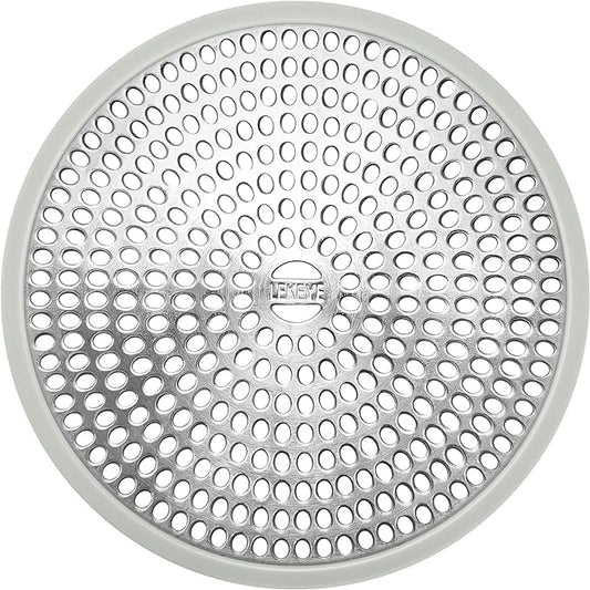 LEKEYE Shower Drain Hair Catcher | Strainer | Shower Stall Drain Cover | Bathroom Drain Protector Stainless Steel and Silicone(Light Gray)