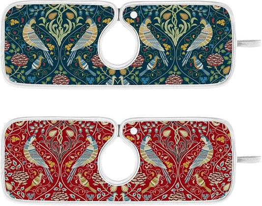 Sink Mat for Faucet Sink Splash Guard Faucet Handle Drip Catcher for Kitchen Bathroom Absorbent Microfiber Dish Drying Mat Boho Bird 2pcs
