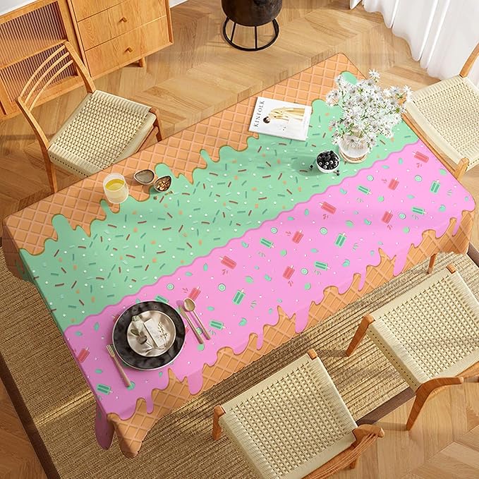 OHOME Ice Cream Party Decorations - Disposable Tablecloth for Ice Cream Birthday Party Decorations - Beach Pool Party Decorations for Summer Bar Party Banner,2 Pack