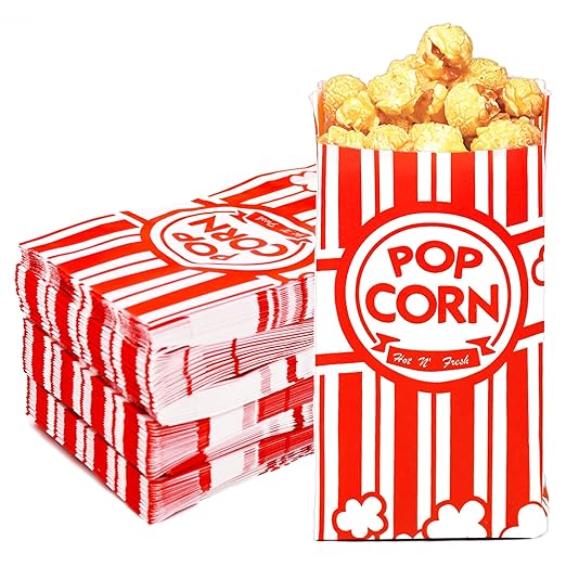 Homrelaxy 144 Pcs Paper Popcorn Bags, 1 oz Popcorn Bags Individual Servings, Bulk Pop Corn Sleeves for Pop Corn Machine, Movie Night, Cinema, Carnival, Party, Concessions