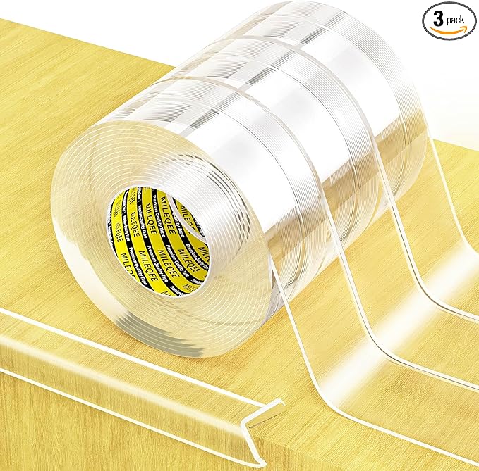 3Pack Clear Edge Protector Strip,1.57in x 16.4FT(49.2FT Total),Sharp Edge Wrap Cover Tape,Self Adhesive Protective Bumper Guards for Cabinet Door Desk Table Furniture,Kitchen Countertop,Waterproof