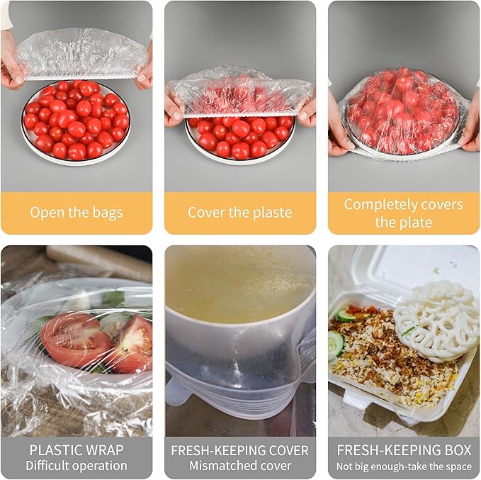 300 Bowl Covers Shower Caps for Sourdough Bread Proofing Large Elastic Reusable Plastic Wrap for Food Storage Baking Rising Meal-Prep Fermentation BPA-Free Keep Food Fresh