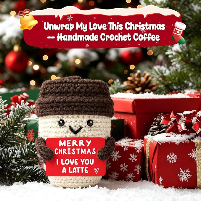 Agantree art for Women Men Holiday Early for Wife Husband Ideas Coffee Lover Crochet Coffee Mug Cup Desk Decoration Stocking Stuffers for Best Friends Daughter Son Grandkids Family