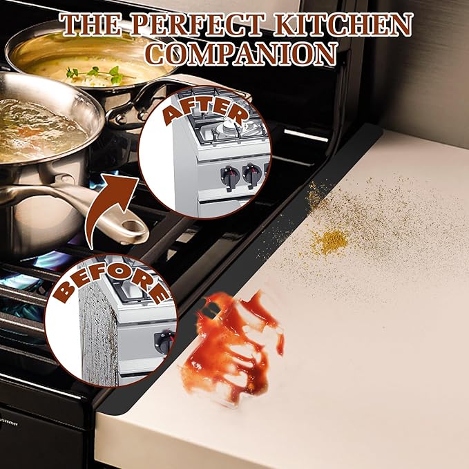 Stainless Steel Stove & Counter Top Gap Covers - Oven Gap Filler Kit 23.4" - Heat Resistant Slide-in Range Trim Guard for Seamless Kitchen Accessories Easy Clean