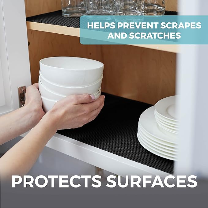 HOME GENIE Shelf Drawer and Cabinet Liner, Durable with Strong Grip, 20 in x 20 FT, Non Adhesive Liners Protect Kitchen Cabinets and Cupboard, Pantry, Bathroom Drawers and Shelves, Desks, Pitch Black