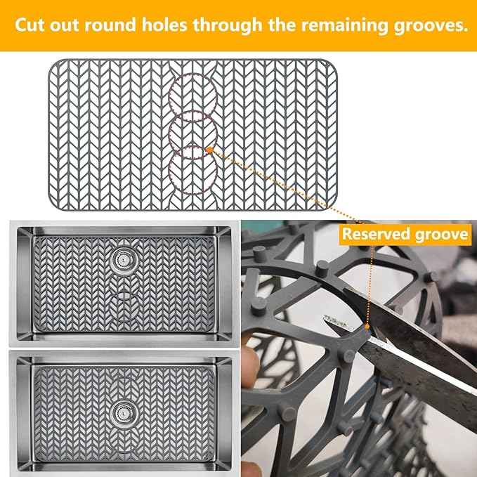 Sink Protectors for Kitchen Sink 16x12 & 18x12 & 19x13 & 24x12.5 & 26x14 & 28x14 & 29.5x15,Silicone kitchen sink mats protector for bottom of farmhouse sink(29.5"x15"Grey)