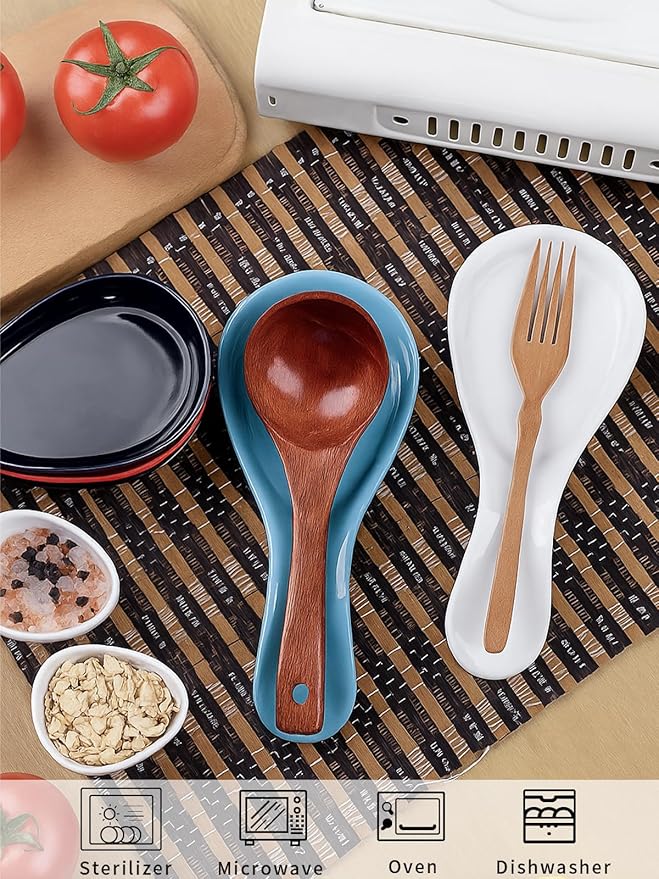 GDCZ Porcelain Spoon Rest Large Spoon Holder Utensil Rest for Kitchen Counter Stove Top, Black
