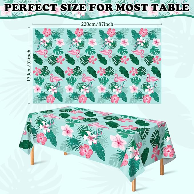 OHOME Luau Party Decorations - Plastic Tablecloth for Tropical Party Decorations | Hawaiian Themed Palm Leaves Summer Beach Favors Supplies,2 Pack