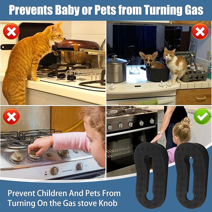 Silicone Stove Knob Safety Locks - Child Proof Oven Knob Locks (6 Pack)]