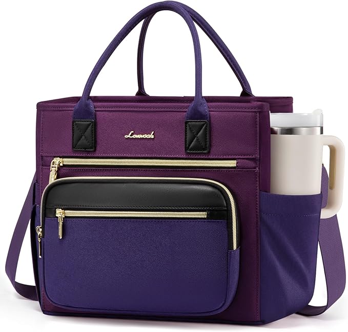 LOVEVOOK Insulated Lunch Bag Women,Wide Opening Adult Lunch Box Women with Cup Holder,X Large Leakproof Cooler Bag for Work Picnic Beach Family College Mom,Lunch Teacher Breast Pump Diaper Tote Bag